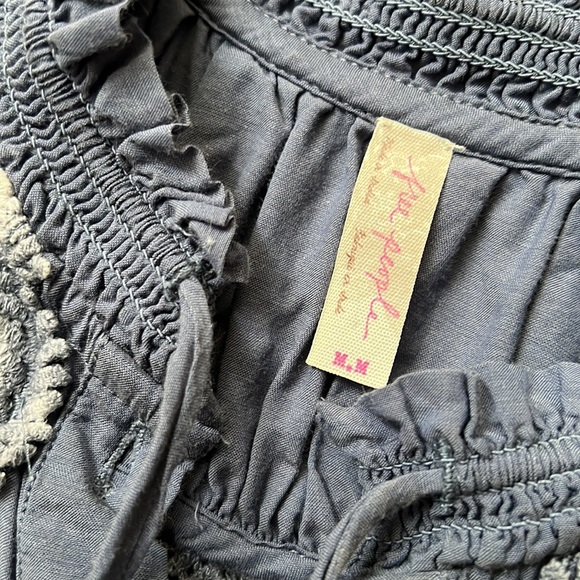 Free People Embroidery Trim Button Front Top - Picture 7 of 8